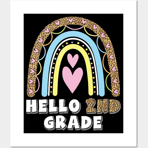 Heart Rainbow Teacher Student Back To School Hello 2nd Grade Wall Art by DainaMotteut